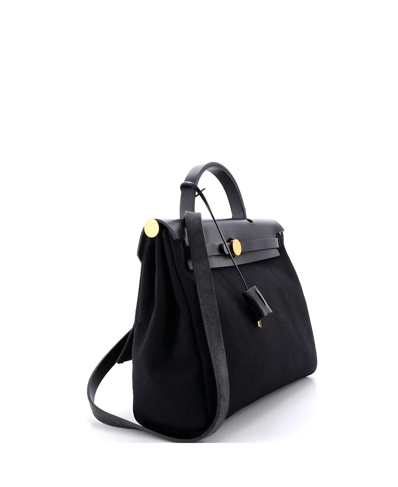 Pre-Owned HERMES Herbag Zip Leather and Toile