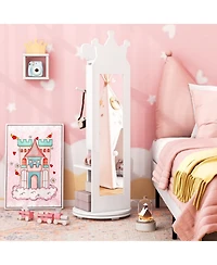 Gouun Princess Vanity Table and Stool Set with Jewelry Cabinet and Full-Length Mirror