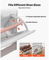 Gouun 3-Drawer Flip-Down Shoe Storage Cabinet with Anti-Tip Device