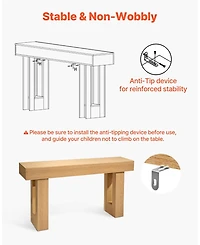 Gouun 63 Inch Farmhouse Console Table with Shelf and Hidden Storage