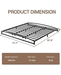 gaomon Low Bed Frame 6 Inch Heavy Duty Metal Platform Mattress Foundation Noise-Free No Box Spring Non-Slip