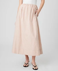 French Connection Women's Gingham Ruched Waist Midi Skirt
