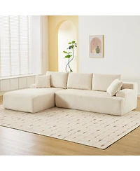gaomon 106" Modular Sectional Sofa, Corduroy Cloud Couch with L-Shaped Chaise, No Assembly - Off white