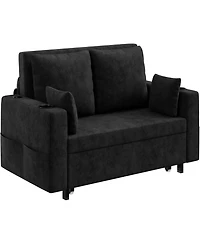 gaomon 56" Sleeper Loveseat Sofa Bed, Pull-Out Couch with Usb Ports, Cup Holders and Side Pockets