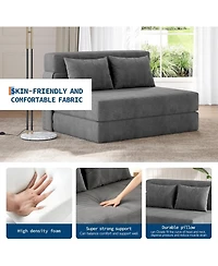 gaomon 76" Folding Sofa Bed, Convertible Futon Couch with Pillow, Linen Fabric for Small Spaces