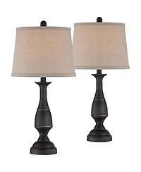 Regency Hill Ben 25" High Candlestick Traditional Table Lamps Set of 2 WiFi Smart Socket Dark Bronze Metal Living Room Bedroom