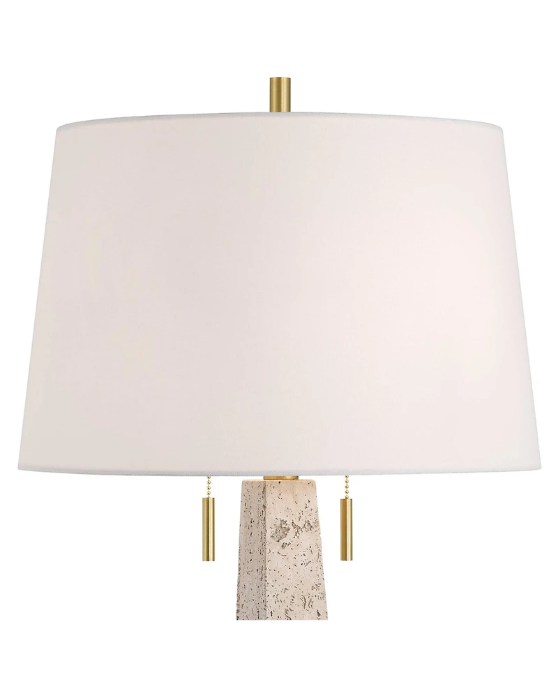 360 Lighting Lorena 29 1/4" Tall Modern Coastal End Table Lamp Pull Chain Sandstone Brass Finish Metal Single Living Room Bedroom