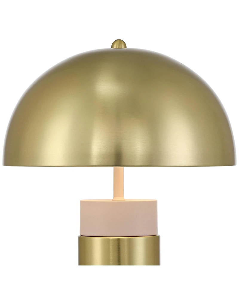 360 Lighting Delia 16" High Small Mushroom Mid Century Modern Accent Table Lamp Antique Brass Finish Metal Single Living Room
