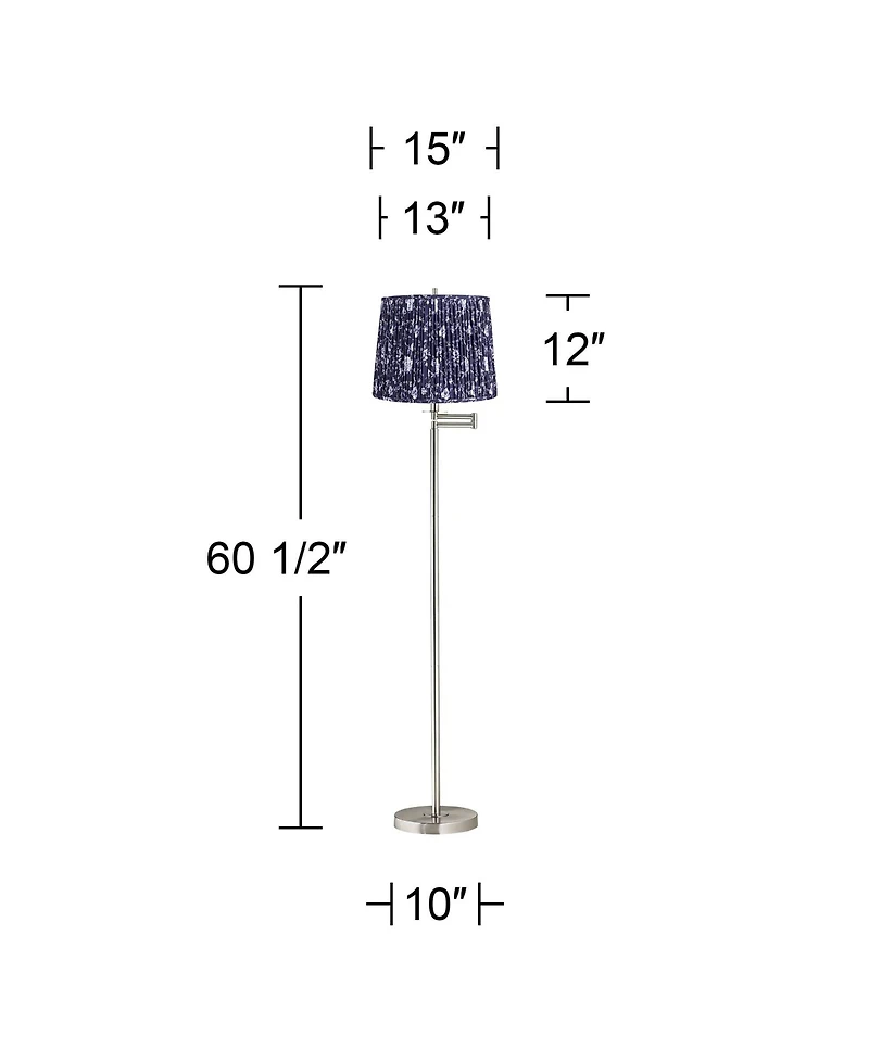 360 Lighting Druckman Modern 60 1/2" Tall Standing Floor Lamp Swing Arm Silver Metal Brushed Nickel Finish