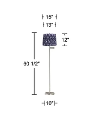 360 Lighting Druckman Modern 60 1/2" Tall Standing Floor Lamp Swing Arm Silver Metal Brushed Nickel Finish