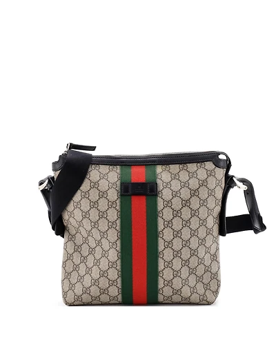 Pre-Owned Gucci Medium Web Messenger Bag Gg Coated Canvas