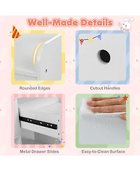 Gouun Kids Vanity Desk and Chair Set with Colorful Lights and Open Shelves