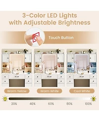 Gouun Makeup Vanity Desk with Led Lighted Mirror and Built-In Charging Station