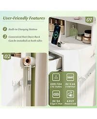 Gouun 31.5 in Vanity Desk with 3 Lighting Modes and Storage Shelves