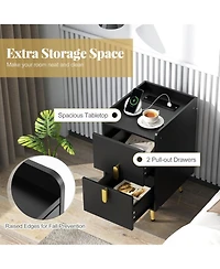 Gouun Nightstand with 2 Drawers and Usb Charging Ports