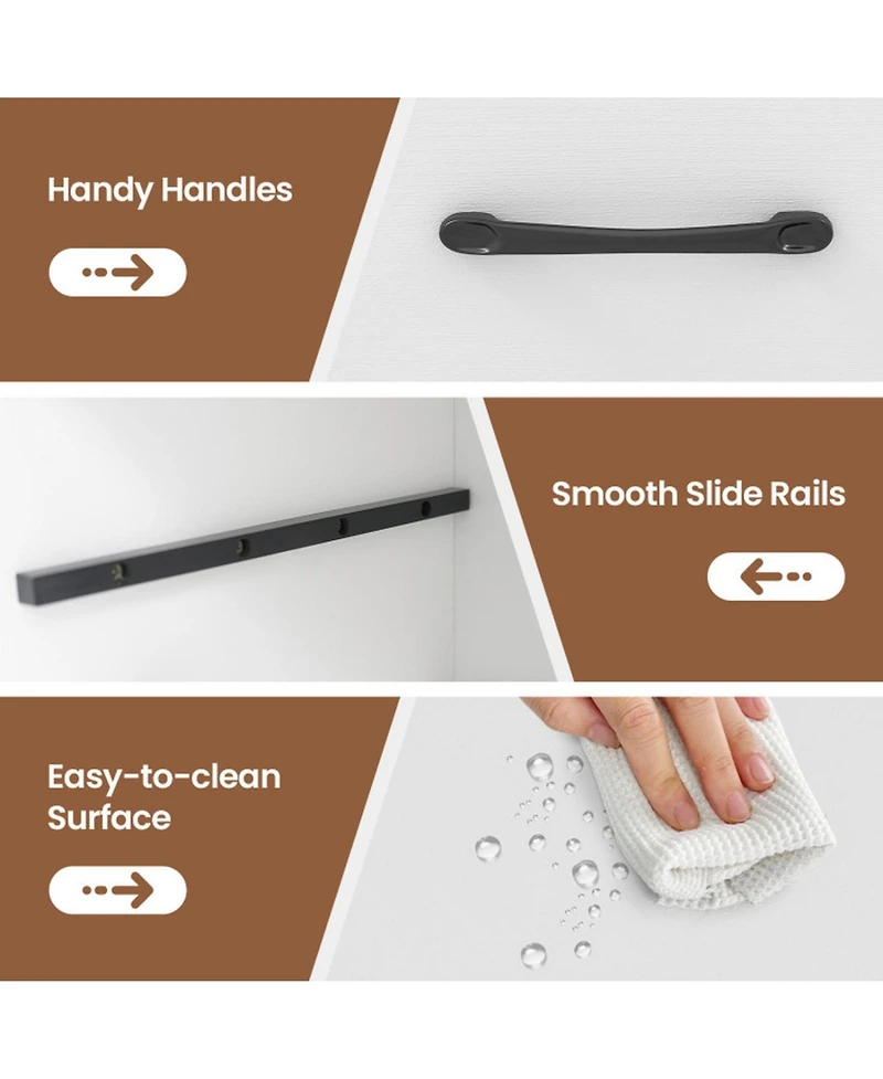 Gouun End Table with Built-In Charging Station, 2 Drawers and Locking Wheels