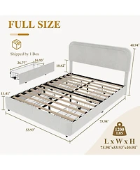 gaomon Platform Bed Frame Upholstered Velvet 4 Storage Drawers Wooden Slats Support No Box Spring Easy Assembly Noise-Free