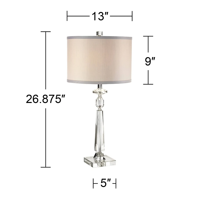 Vienna Full Spectrum Traditional Glam Table Lamp with Usb Charging Port 26.5" High Crystal Column Drum Shade Living Room Bedroom House