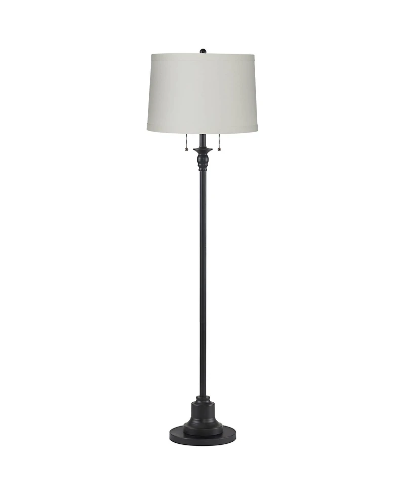 360 Lighting Dyna Traditional 58" Tall 2-Light Standing Floor Lamp Skinny Pole Pull Chain Finish Linen