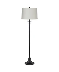 360 Lighting Dyna Traditional 58" Tall 2-Light Standing Floor Lamp Skinny Pole Pull Chain Finish Linen
