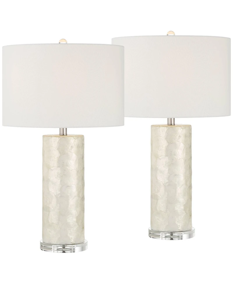 360 Lighting Sabina 27 1/2"H Textured Pearlescent Cylinder Table Lamp Set