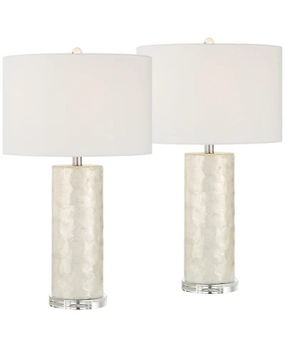 360 Lighting Sabina 27 1/2"H Textured Pearlescent Cylinder Table Lamp Set