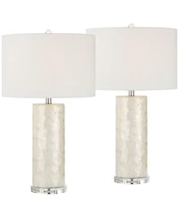 360 Lighting Sabina 27 1/2"H Textured Pearlescent Cylinder Table Lamp Set