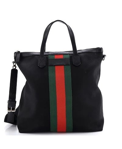 Pre-Owned Gucci Medium Web Zip Tote Techno Canvas