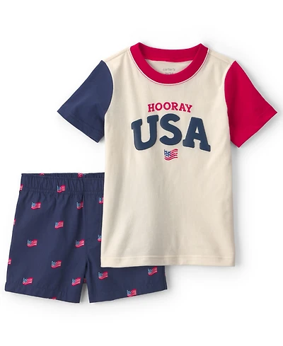 Carter's Boys' 2T-5T Usa Top and Shorts, 2-Piece Set