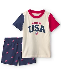 Carter's Boys' 2T-5T Usa Top and Shorts, 2-Piece Set