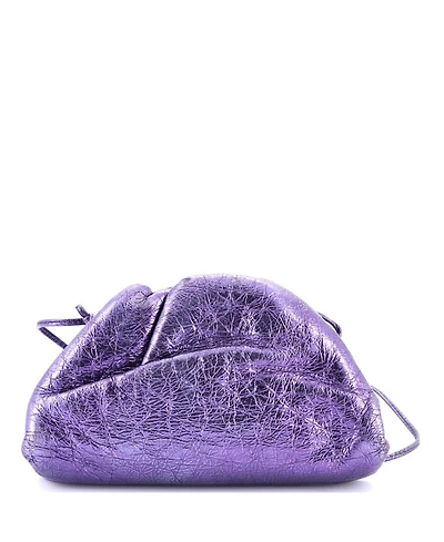 Pre-Owned Bottega Veneta Mini The Pouch Crinkled Metallic Leather