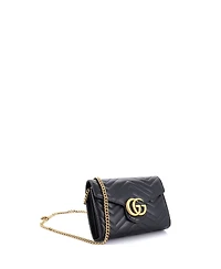 Pre-Owned Gucci Mini Gg Marmont Chain Wallet Matelasse Leather