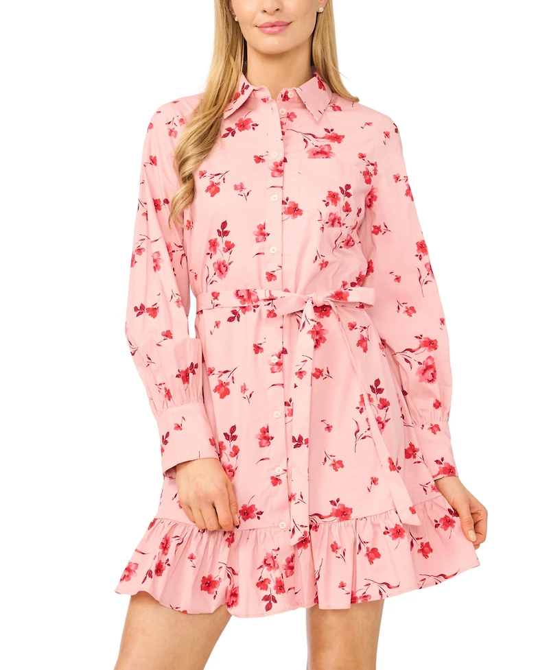 CeCe Women's Printed Collared Neck Mini Dress