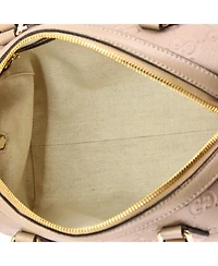 Pre-Owned Gucci Medium Emblem Boston Bag Gg Embossed Leather