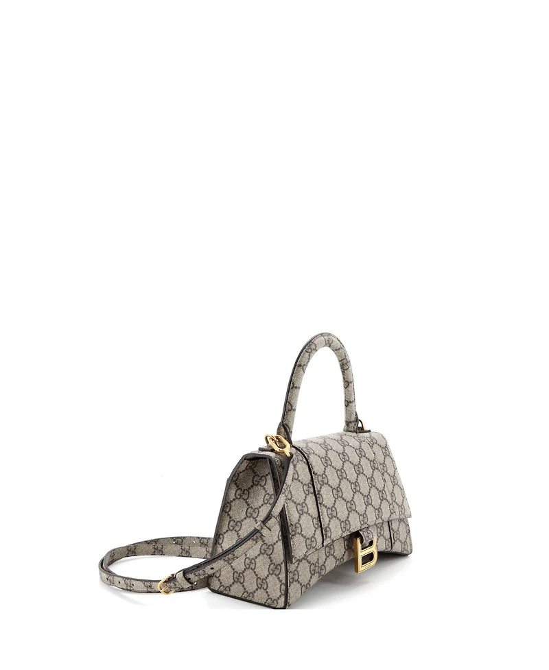 Pre-Owned Gucci Small x Balenciaga The Hacker Project Hourglass Top Handle Bag Gg Coated Canvas