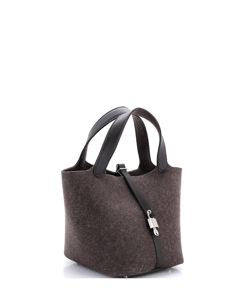 Pre-Owned HERMES Mm Picotin Lock Bag Felt with Leather