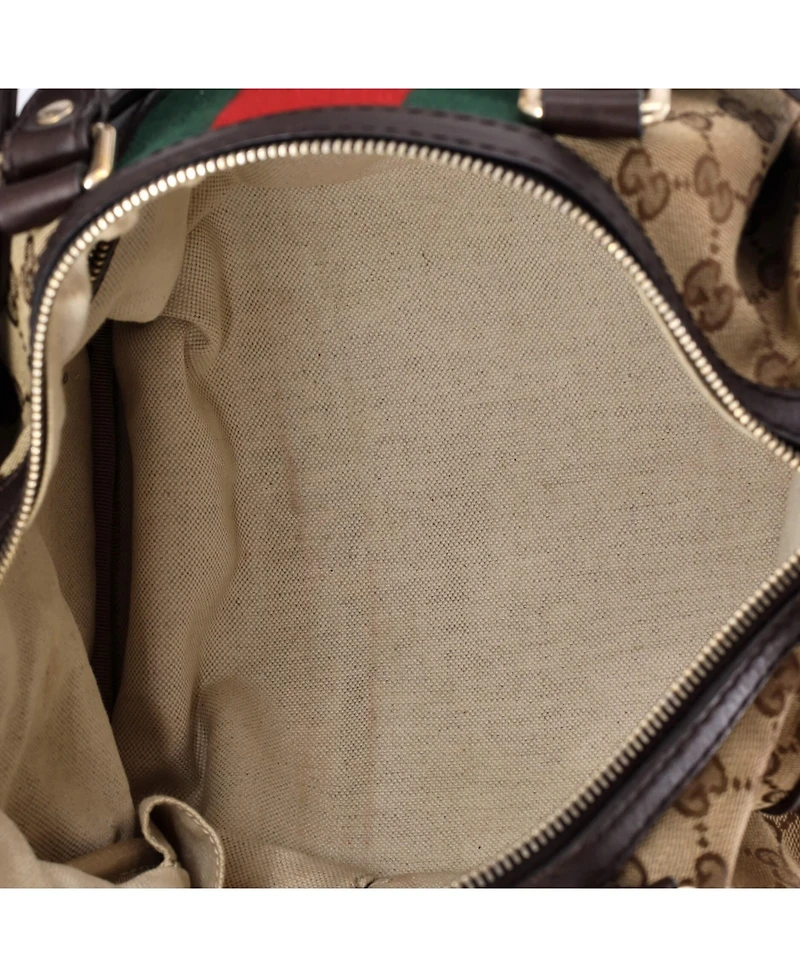 Pre-Owned Gucci Medium Vintage Web Boston Bag Gg Canvas