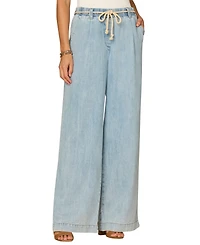 Democracy Women's Pleated Wide Leg Jeans