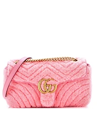 Pre-Owned Gucci Small Gg Marmont Flap Bag Matelasse Shearling