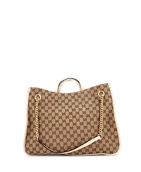 Pre-Owned Gucci Large Horsebit 1955 Chain Tote Gg Canvas with Leather