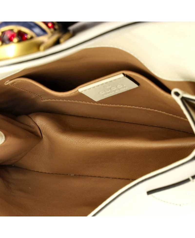 Pre-Owned Gucci Mini Broadway Pearly Bee Shoulder Bag Embellished Leather