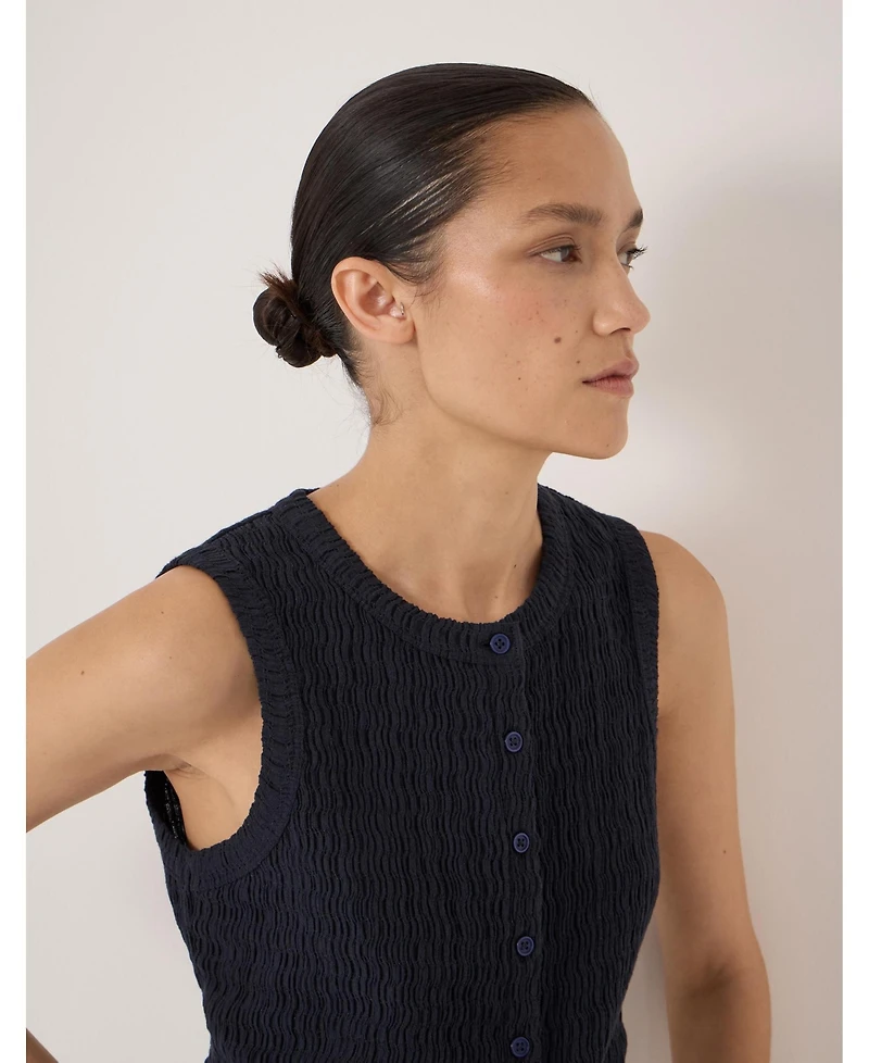 Hush Women's Textured Sleeveless Button Through Top