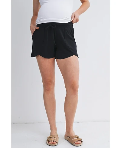 Hello Miz Maternity Relaxed Fit Lounge Shorts with Front Pockets and Drawstring