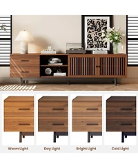 Rainsken 78 inch Tv Stand for TVs, Walnut Media Console Table, Entertainment Center with Deep Drawers and Cable Management for Living Room