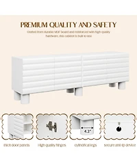 Rainsken Wavy Door Tv Stand for TVs , Modern Media Console Table with 4 Storage Cabinets and Adjustable Shelves for Living Room