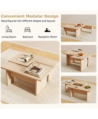 Gouun Modular L-Shaped Coffee Table Set of 2 with Multiple Configurations