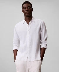 Calvin Klein Men's Solid Linen-Blend Shirt