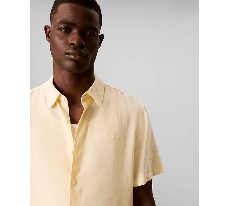 Calvin Klein Men's Linen-Blend Classic Button-Down Shirt