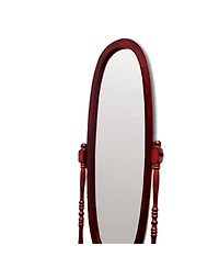 Busdays 59.25" Tall Standing Wooden Floor Mirror, Oval Shape