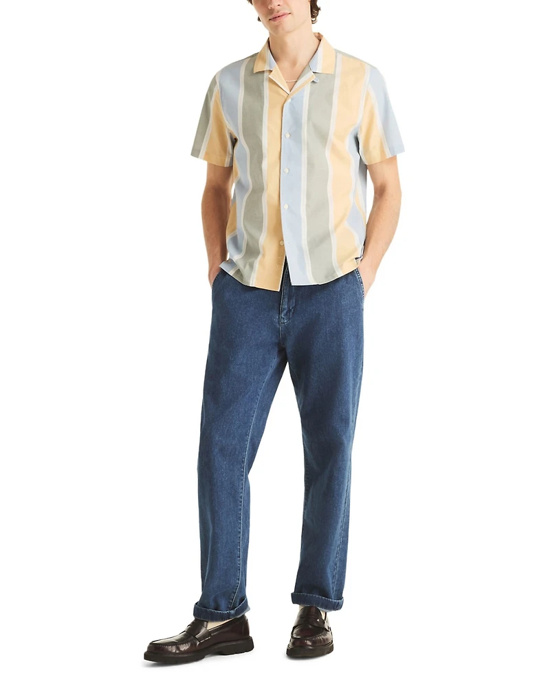 Nautica Men's Camp Collar Stripe Shirt